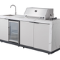 Rockpool White RHS Compact Series 4B Raised Hood BBQ Kitchen | 3 Drawers, Castors, Weather-Resistant, Stone Benchtops