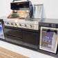 L Shape Black 304SS 4 Burner + Wok BBQ Kitchen Inc Wok & Rear Infrared Burner, Fridge & Sink