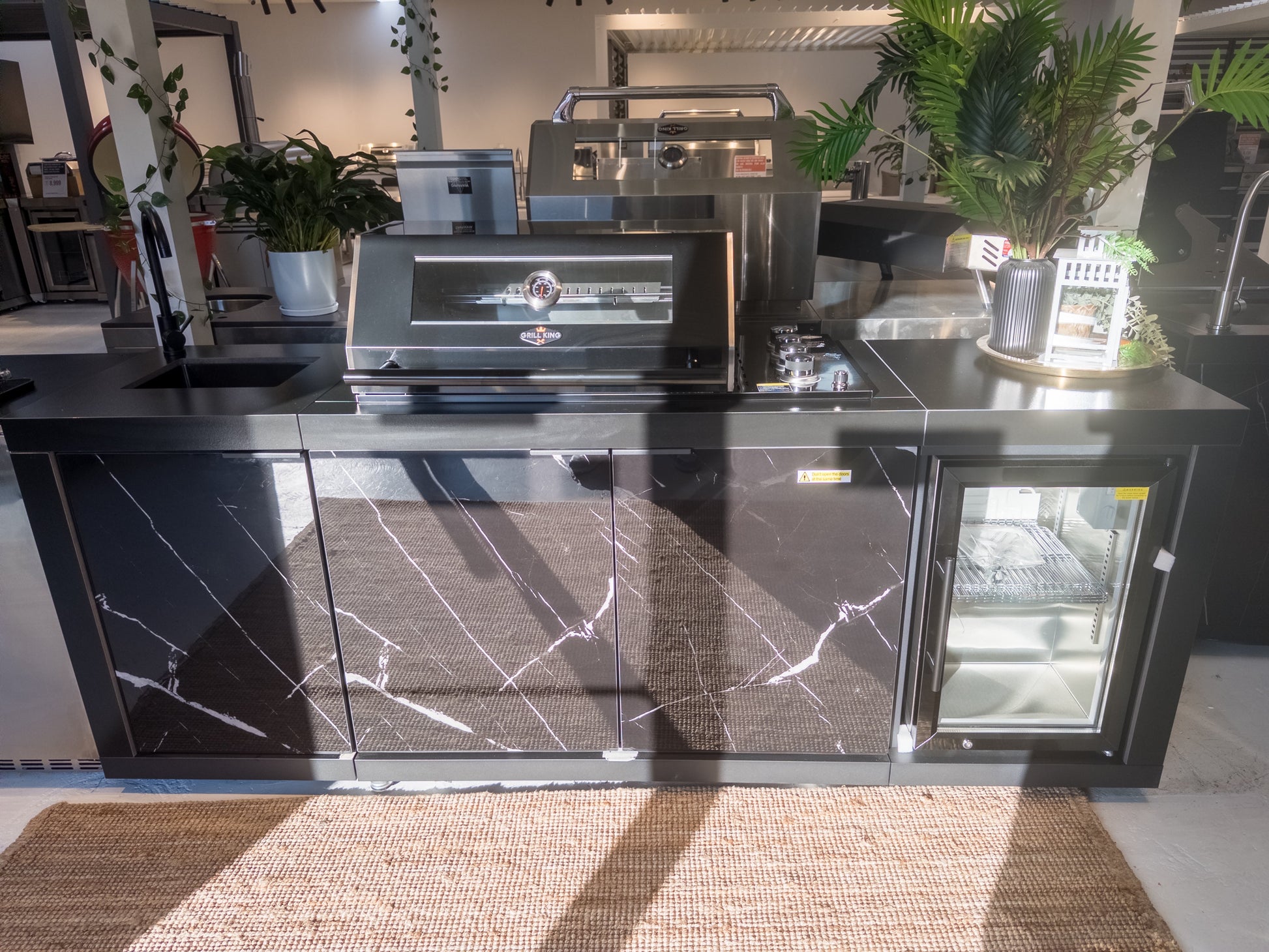 Compact Series Rockpool Summit Black 4B Drop In BBQ Inc sintered stone Benchtops, Aluminium Cabinets, Weather Resistant, Fridge & Sink