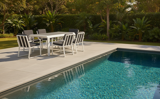 7 Piece Dining Set: White Aluminium Designer Outdoor Living Set