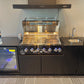 Grill King Signature Series 6 Burner Outdoor BBQ Kitchen Package – Black Stone Benchtop, Black Aluminium Cabinets, Built-In BBQ + Rotisserie