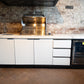 White Stone 4B Drop In BBQ Kitchen Package with Stone Benchtops, Hampton Waterfall Design
