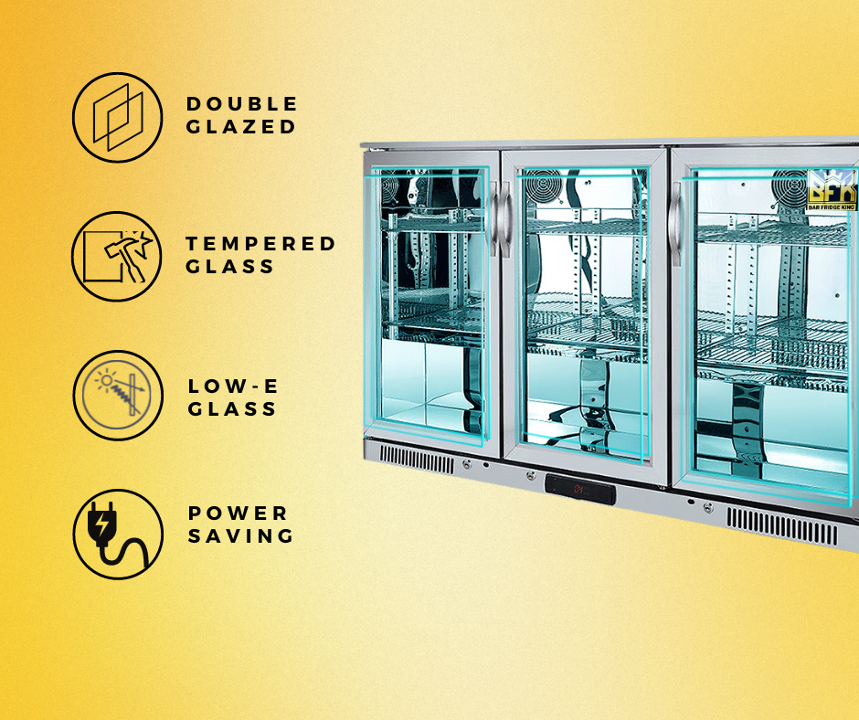 Free Metro Shipping Tropical Rated Triple Glazed 3-Door Commercial Glass Bar Fridge Beer Cooler Under Counter Wine Fridge 318L
