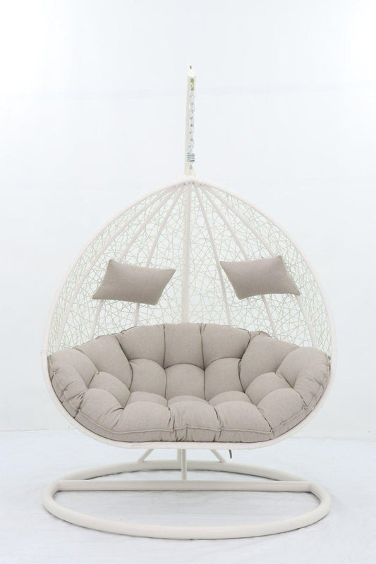 WHITE DOUBLE SEATER HANGING EGG CHAIR