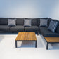 Outdoor Havana Package In Black - Outdoor Aluminum & Acacia Modular Corner Lounge Black Aluminium with Black Fabric