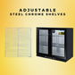 Tropical Rated Triple Glazed 208L Double Door Under-bench Commercial Bar Wine Fridge Drinks Chiller in Black
