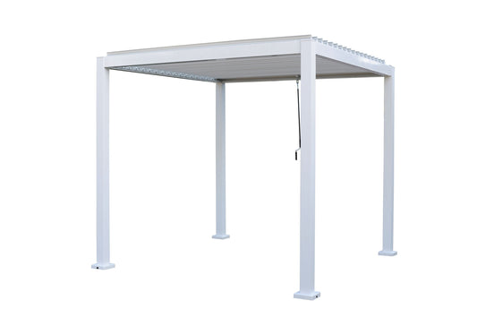 GazeboMate 2.4x2.4M White Semi Permanent Louvred Gazebo Heavy Duty Wind Resistant