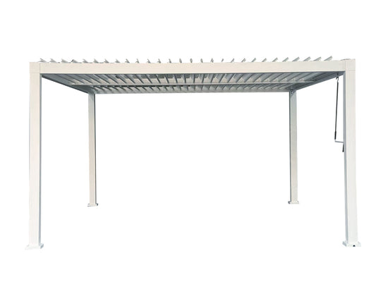GazeboMate 4x4M Semi Permanent Louvered Gazebo Aluminium Pergola White Heavy Duty Wind Resistant