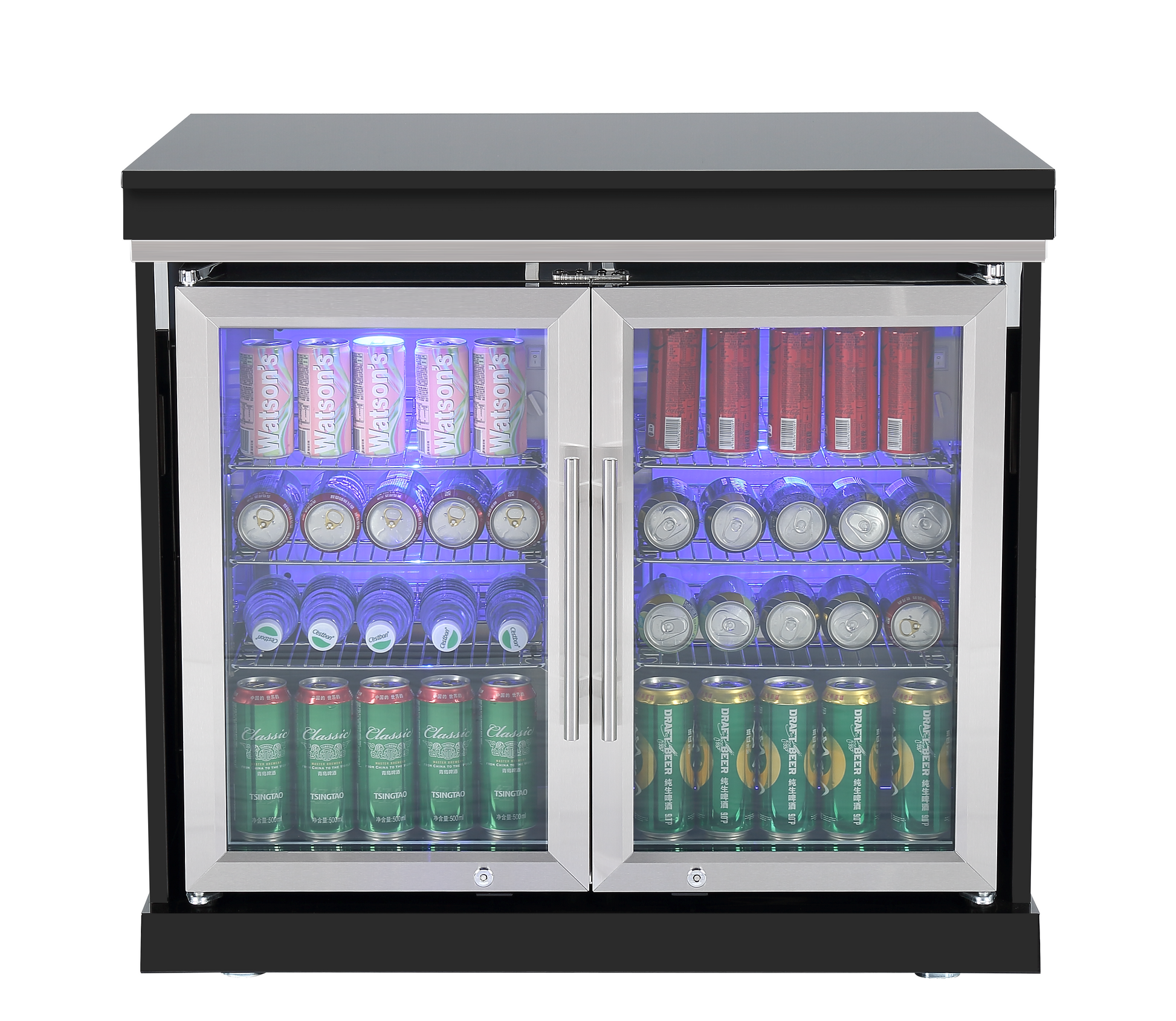 Kingsley 4 Burner Black 304 SS BBQ Kitchen + 2DR Fridge & 1DR Cupboard