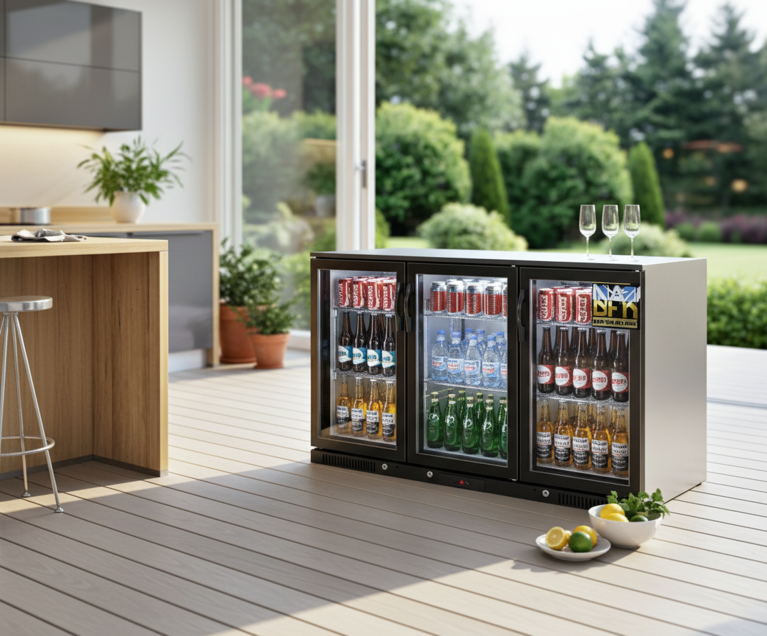 Free Metro Shipping Tropical Rated Triple Glazed 318L 3-Door Commercial Wine Bar Fridge Chiller Can Cooler Mini Freezer in Black