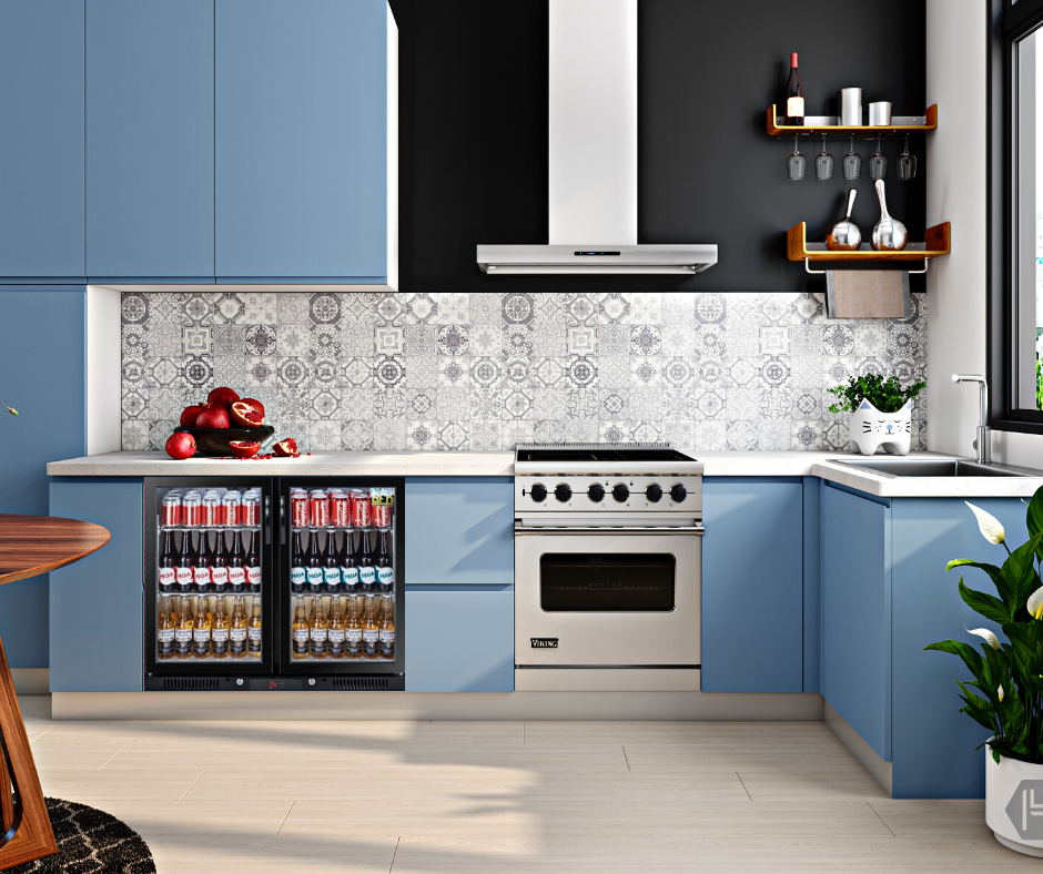 Tropical Rated Triple Glazed 208L Double Door Under-bench Commercial Bar Wine Fridge Drinks Chiller in Black