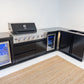 L Shape Black 304SS 4 Burner + Wok BBQ Kitchen Inc Wok & Rear Infrared Burner, Fridge & Sink