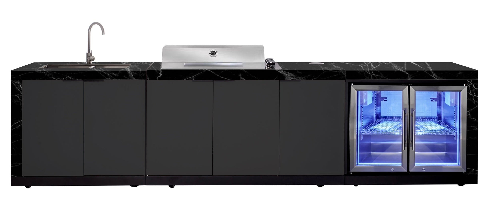 Rockpool 4B Drop In BBQ Kitchen Inc sintered stoneBenchtops, Aluminium Cabinets, Weather Resistant, Fridge & Sink