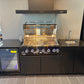 Grill King Signature Series 6 Burner Outdoor BBQ Kitchen Package – Black Stone Benchtop, Black Aluminium Cabinets, Built-In BBQ + Rotisserie
