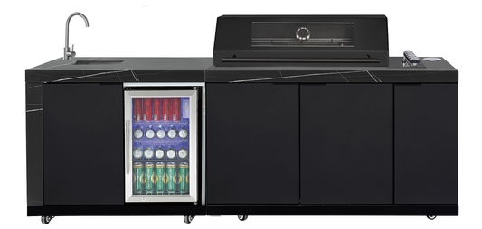 LHS SINK&FRIDGE COMBO | Suits Rockpool Black Raised Hood BBQ Kitchen + 3 CUPBOARD DOORS