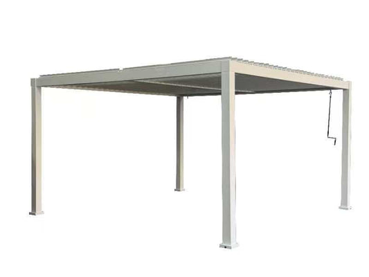 GazeboMate 4x4M Semi Permanent Louvered Gazebo Aluminium Pergola White Heavy Duty Wind Resistant