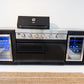 L Shape Black 304SS 4 Burner + Wok BBQ Kitchen Inc Wok & Rear Infrared Burner, Fridge & Sink