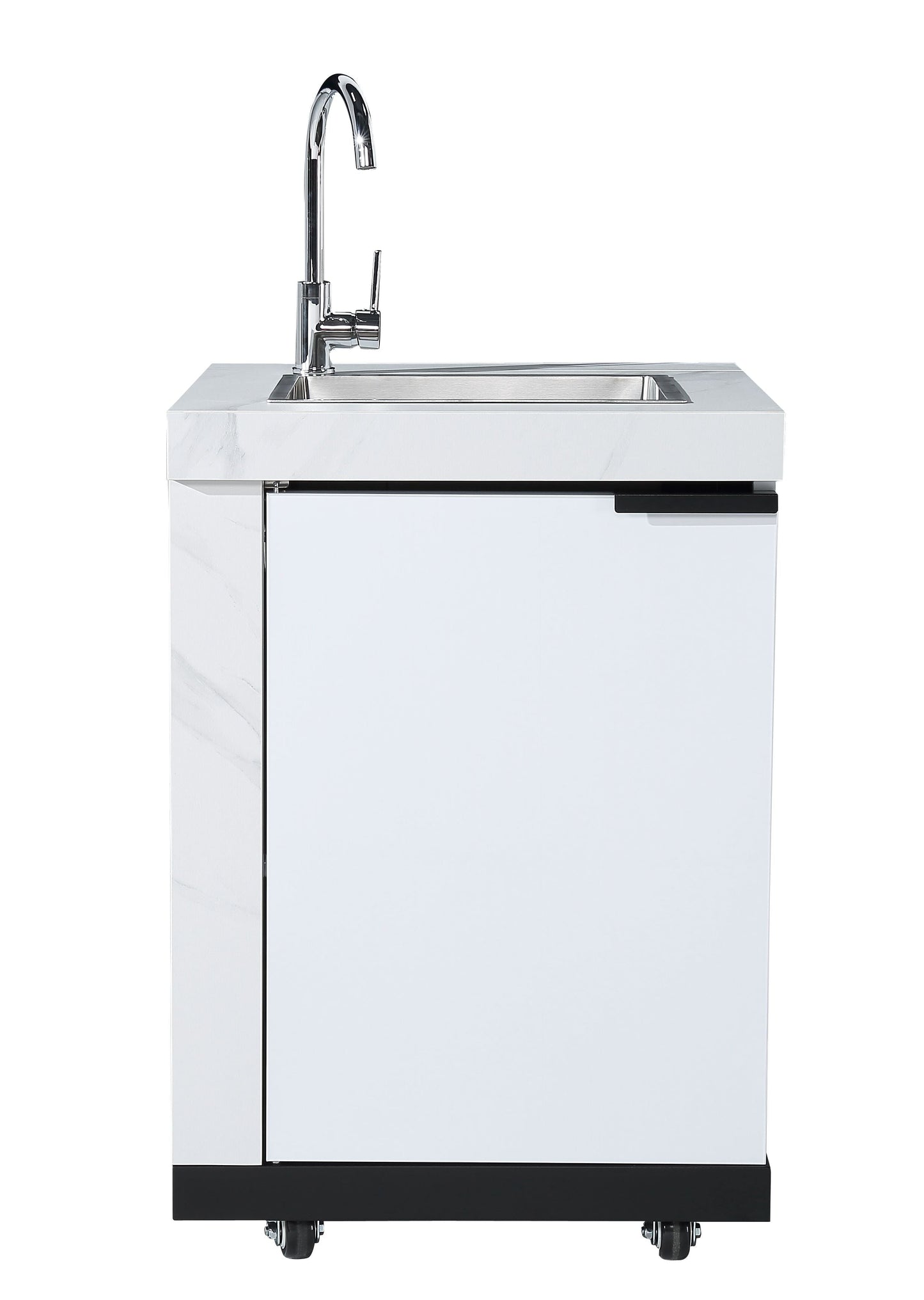 Rockpool White 4B + Wok: Designer Outdoor BBQ Kitchen Package Inc 2DR Fridge, 2DR Sink, 3 Draw Storage, Rear Infrared