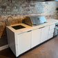 White Stone 4B Drop In BBQ Kitchen Package with Stone Benchtops, Hampton Waterfall Design