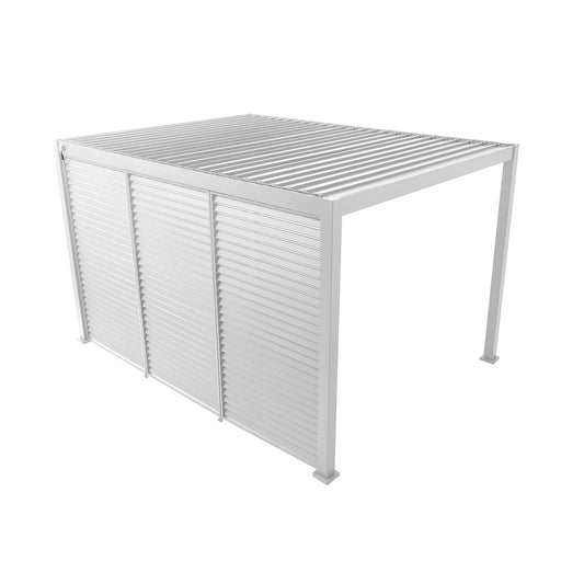 Louvered Gazebo Combo Deal Inc Louvered Gazebo + Aluminium Slat Panel Louvered Wall | White, Heavy Duty Wind Resistant