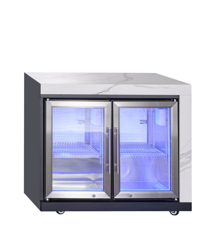 Rockpool 4B Drop In BBQ Kitchen Inc sintered stoneBenchtops, Aluminium Cabinets, Weather Resistant, Fridge & Sink