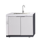 White Stone 4B Drop In BBQ Kitchen Package with Stone Benchtops, Hampton Waterfall Design