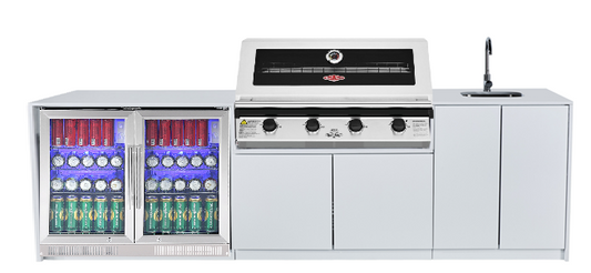 Grill King Signature Series To Suit 4 Burner Beefeater 1200, 2DR Fridge And Sink Outdoor BBQ Kitchen Package