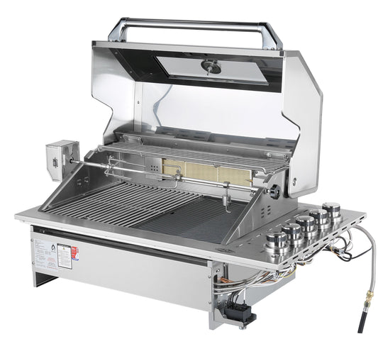 Grill King 4 Burner Drop In Raised Hood BBQ | 304 Grade Designer Stainless Steel Drop In Unit