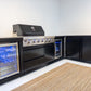 L Shape Black 304SS 4 Burner + Wok BBQ Kitchen Inc Wok & Rear Infrared Burner, Fridge & Sink