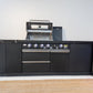 Rockpool Black 4B + Wok L Shape Outdoor Kitchen BBQ Package Black Stone + 2DR Fridge, 2DR Sink, 1DR Cupboard