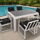 7 Piece Dining Set: White Aluminium Designer Outdoor Living Set