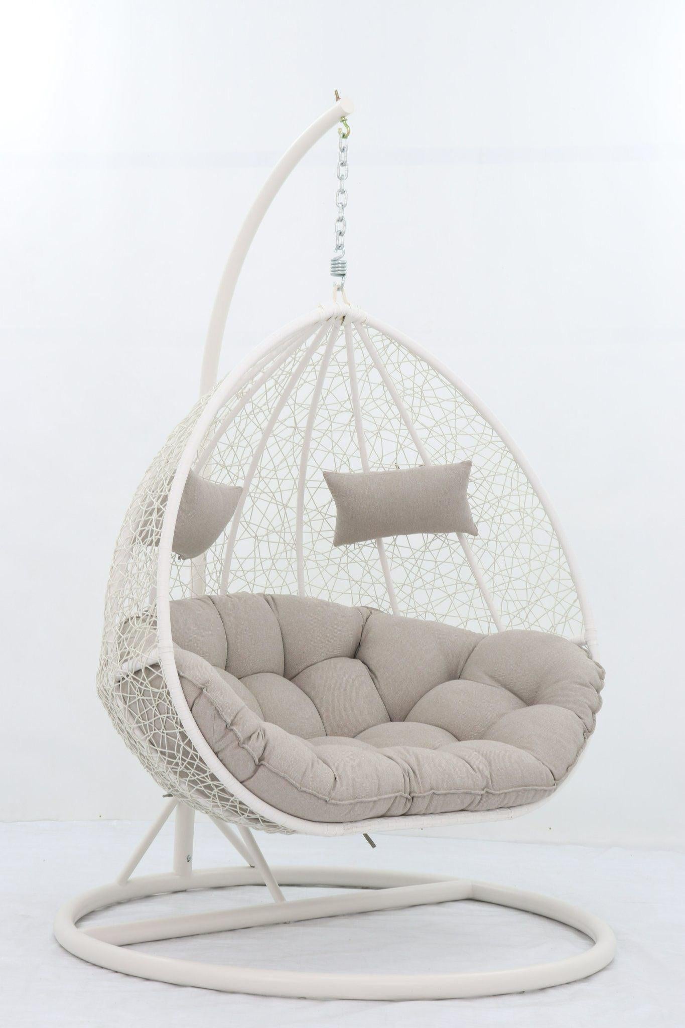 WHITE DOUBLE SEATER HANGING EGG CHAIR