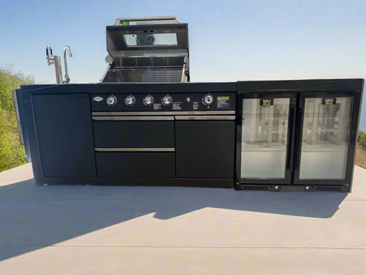 Floor Stock Rockpool 4 Burner + Wok BBQ Kitchen Package | Inc Sink + 208L Bar Fridge