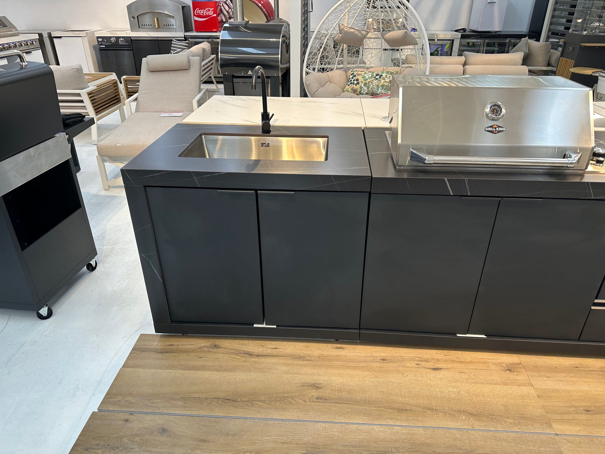 Rockpool 4B Drop In BBQ Kitchen Inc sintered stoneBenchtops, Aluminium Cabinets, Weather Resistant, Fridge & Sink