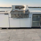 Floor Stock Rockpool White 4B: Designer Outdoor BBQ Kitchen Matt White Stone + White Doors, Fridge & Sink