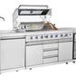 Hurricane 6-Burner Outdoor BBQ Kitchen + 188L Kegerator : Stainless Steel, Fridge, Sink, Height Adjustable