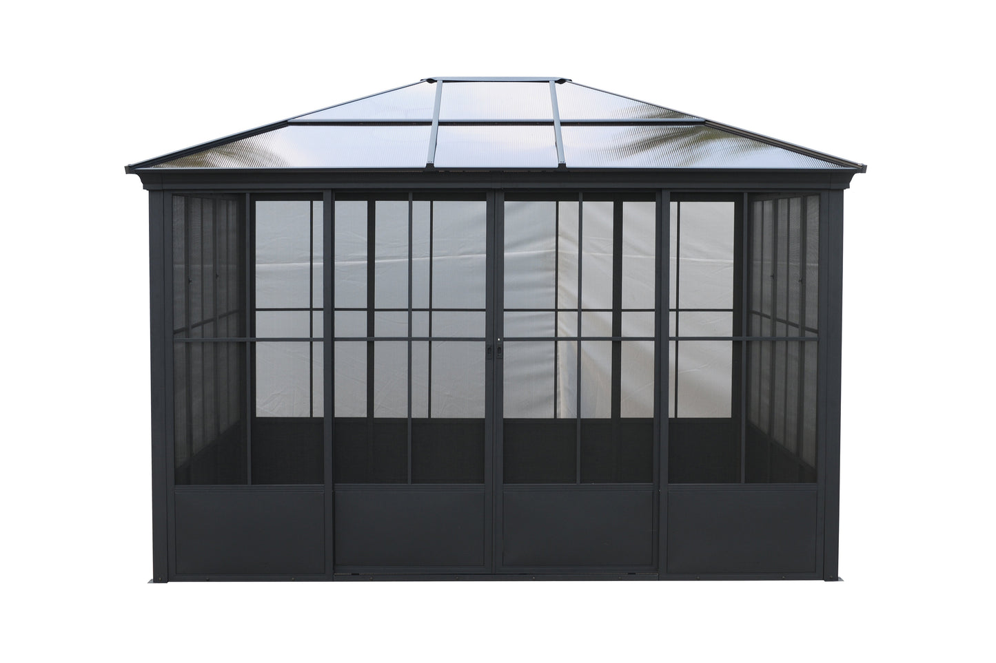 Elite Aluminium Black PC Garden Sunroom House 3x3.65m With window screen Polycarbonate Board roof