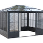 Elite Aluminium Black PC Garden Sunroom House 3x3.65m With window screen Polycarbonate Board roof
