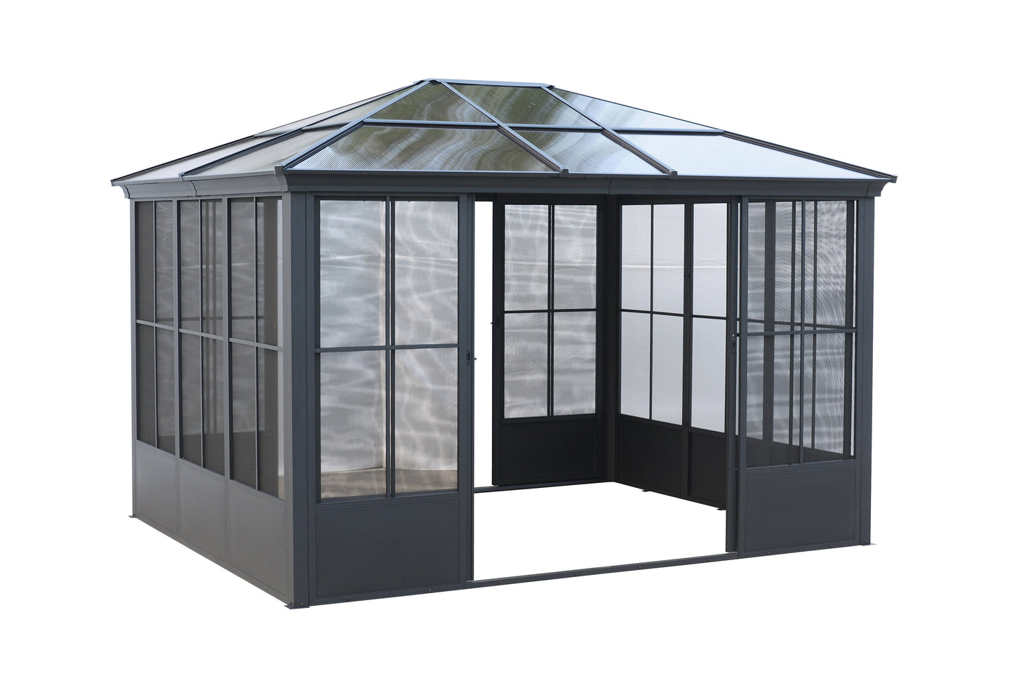 Elite Aluminium Black PC Garden Sunroom House 3x3.65m With window screen Polycarbonate Board roof