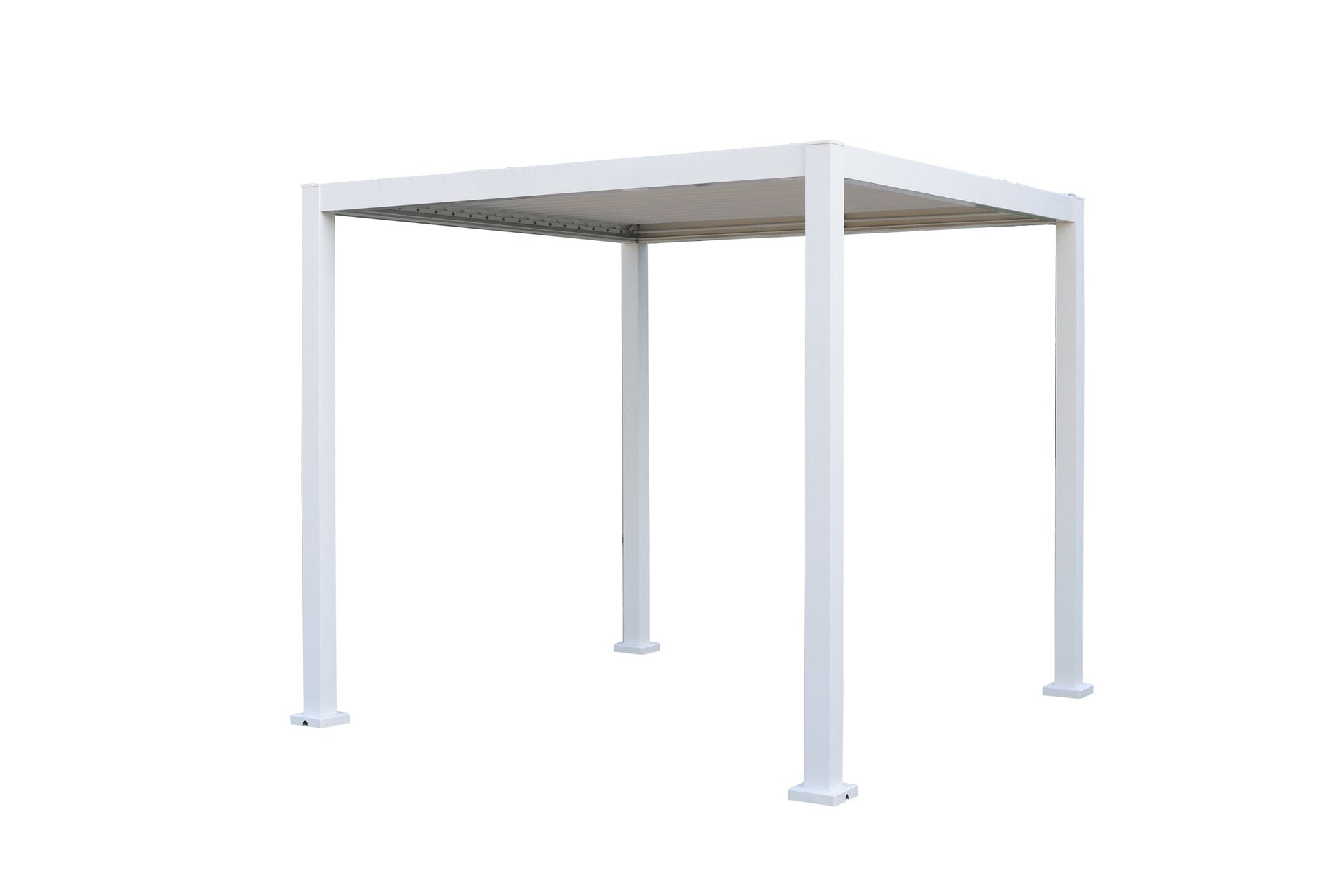 GazeboMate 2.4x2.4M White Semi Permanent Louvred Gazebo Heavy Duty Wind Resistant
