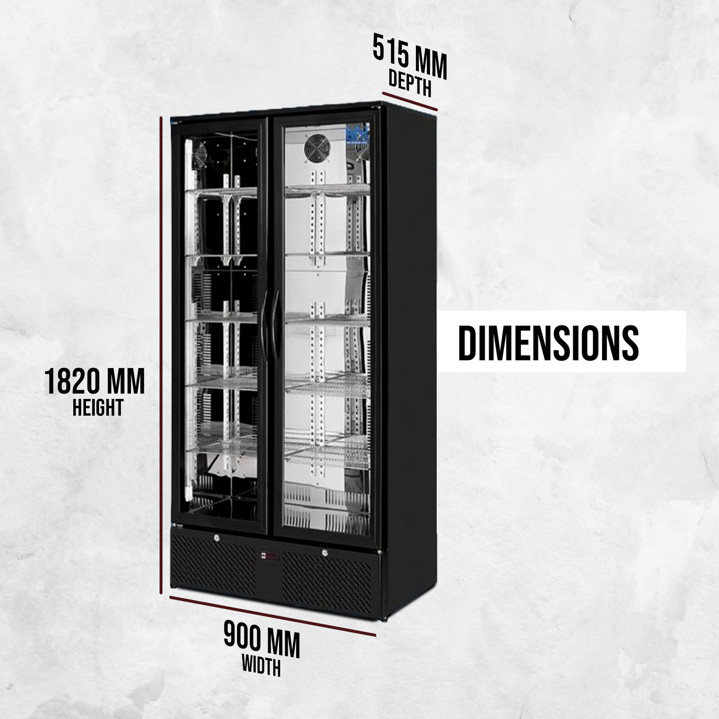 Free Metro Shipping Tropical Rated Triple Glazed Double Door Commercial 458ltr Upright Wine Bar Fridge Black