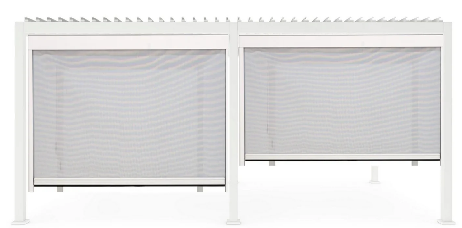 Retractable Pulldown Privacy Screen In White Suits 3.6M x 7.2M GazeboMate Louvre Gazebo Pergola