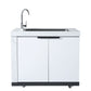 Rockpool White 4B + Wok: Designer Outdoor BBQ Kitchen Package Inc 2DR Fridge, 2DR Sink, 3 Draw Storage, Rear Infrared