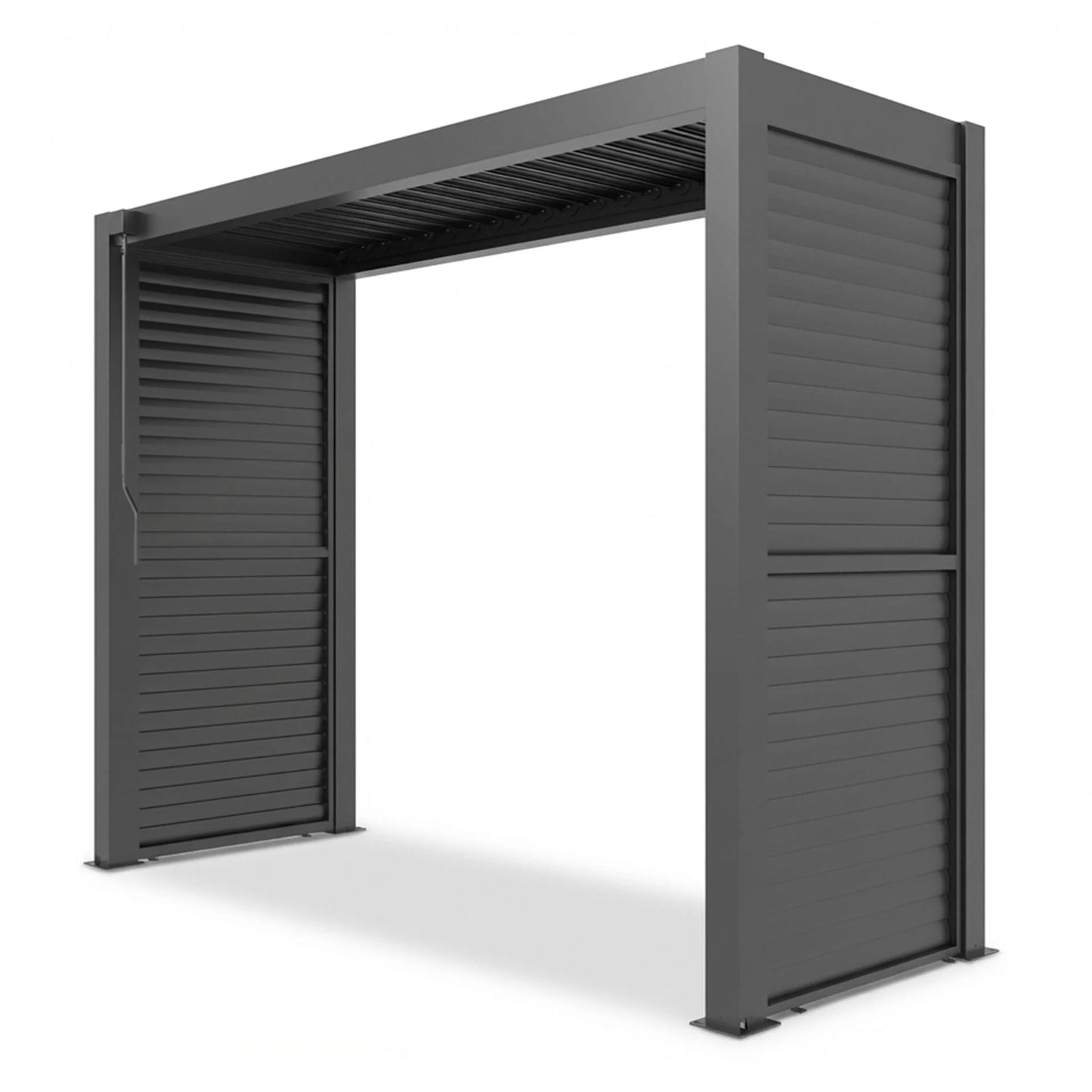 GazeboMate BBQ Shelter – Freestanding Aluminium Louver Roof with LED Lighting & Privacy Blind