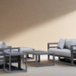 7 Piece Charcoal Aluminium Hampton Style Outdoor Furniture Lounge Set Weather Resistant 3 Seater, 1+1 + Coffee Table & 2x Side tables