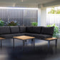 Outdoor Havana Package In Black - Outdoor Aluminum & Acacia Modular Corner Lounge Black Aluminium with Black Fabric