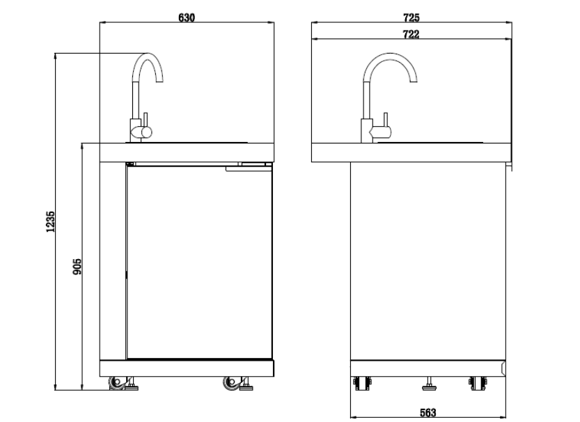 Rockpool Black 4B + Wok: Designer Outdoor BBQ Kitchen Package Inc Fridge, Sink, Rear Infrared
