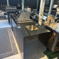Grill King Signature Series Outdoor BBQ Kitchen Package – Rockpool Black Stone Bench-Top, Black Aluminium Cabinets | 4-Burner Built-In BBQ + Rotisserie + 150L Outdoor Fridge