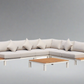 ARI Ralph White Hampton Corner Set - Outdoor Aluminium & Acacia Modular Corner Lounge White Aluminium with White Fabric