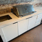 White Stone 4B Drop In BBQ Kitchen Package with Stone Benchtops, Hampton Waterfall Design